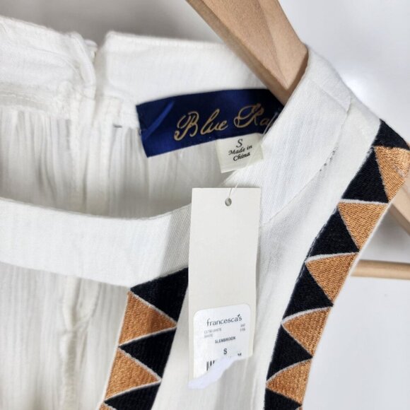 NEW Blue Rain‎ Francesca's White Sleeveless Top Triangle Design Size S - Picture 5 of 6